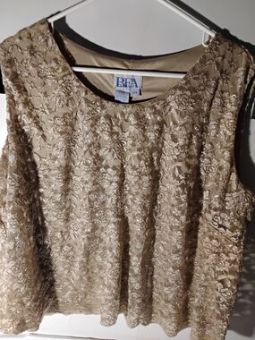 RFA Classics Lace Overlay Sleeveless Top in Champagne